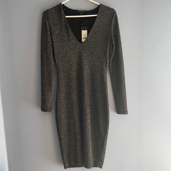 Dynamite Deep V Metallic Dress Size Small - Picture 1 of 2
